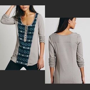 Free People Countryside Fair Isle Henley Top. Size Small.